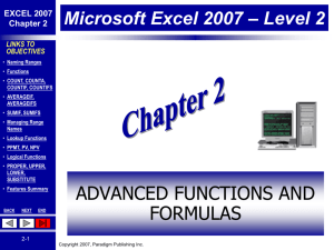 EXCEL 2007 Chapter 2