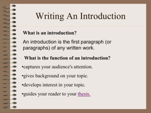 How to Write an Introductory Paragraph