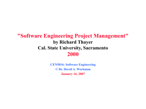 (Jan 16): Introduction to Software Project Management