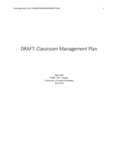 CRMGMT Plan JHILL 658 - Classroom Management