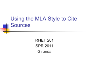 Using the MLA Style to Cite Sources