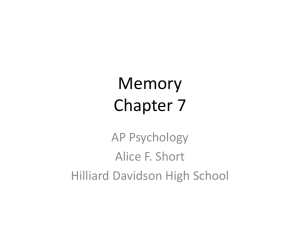 Chapter 7 - Mrs. Short's AP Psychology Class