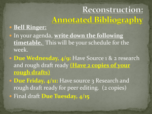 Reconstruction: Annotated Bibliography
