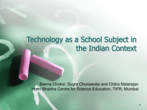 Technology as a School Subject in the Indian Context