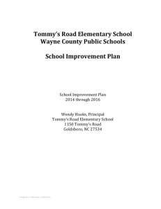 School Improvement Plan - Tommy's Road Elementary