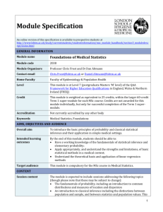 2038 Foundations of Medical Statistics Module Specification