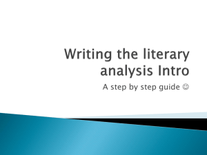 Writing the analysis Intro