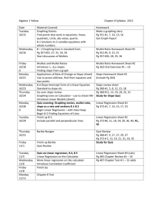 Algebra 1 Yellow Chapter 8 Syllabus 2013 Date Material Covered
