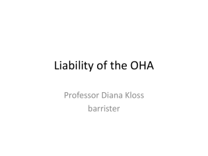 Liability of the OHA - South West Occupational Health Nurses Group