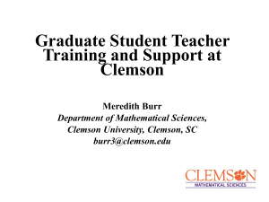 Graduate Student Teacher Training and Support at Clemson