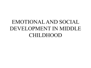 EMOTIONAL AND SOCIAL DEVELOPMENT IN MIDDLE CHILDHOOD