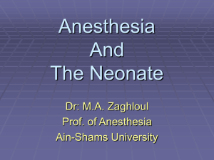 Anesthesia And The Neonate