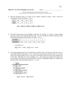 Math 116 – 02: Test #4 (Chapters 16, 18, 19) Name: Show work