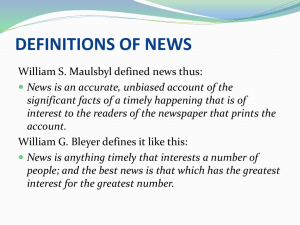 DEFINITIONS OF NEWS