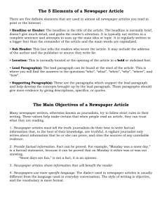 The 5 Elements of a Newspaper Article