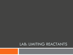 Limiting Reactants - Miss Clark's Website