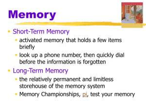 Storage and Biology of Memory PPT
