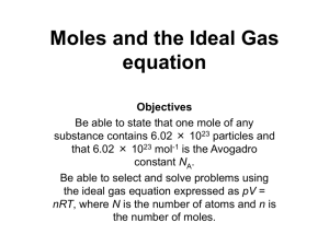 Moles and the Ideal Gas equation - science