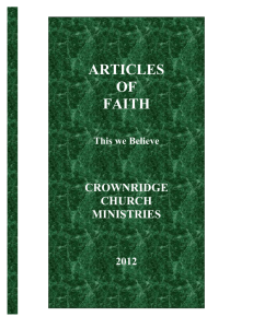 Articles of Faith - CrownRidge Ministries