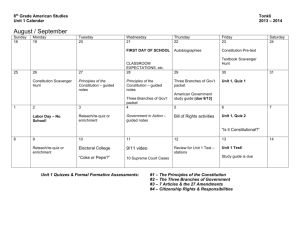 Unit 1: American Government calendar