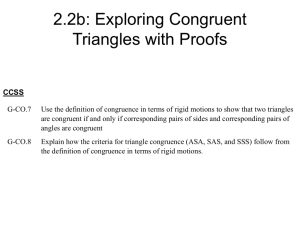 Geometry - PowerPoint notes Proofs of congruence in triangles
