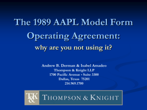 The 1989 AAPL Model Form Operating Agreement: why are you not