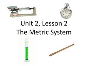 Sci & Tech Unit 2 lesson 2 Scientific Tools & Metric Measurement