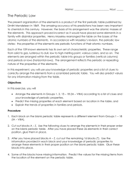 Worksheets The Periodic Law Worksheet chemistry lab the periodic law lab