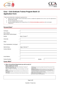 Coca – Cola Graduate Trainee Program Batch 13 Application Form
