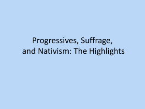 Progressives, Suffrage, and Nativism: The Highlights