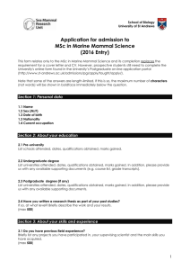 MSc in Marine Mammal Science