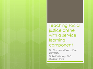 Teaching social justice online with a service