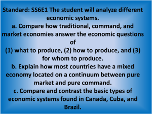 SS6E1 The student will analyze different economic systems. a
