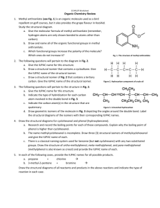 3 Organic Chemistry Review Fall 2012