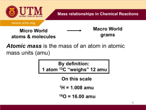 Mass relationships in Chemical Reactions