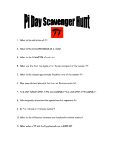 Pi Day Scavenger Hunt What is the definition of Pi? What is the