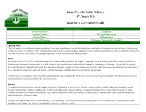 Aiken County Public Schools 8th Grade ELA Quarter 1 Curriculum