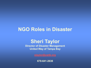 NGO Roles in Disaster - ACP – Greater Tampa Bay