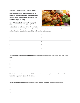 Carbohydrates Worksheet Key