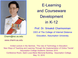 Content Expert Roles (Cont.) - Prof.Dr.Srisakdi Charmonman