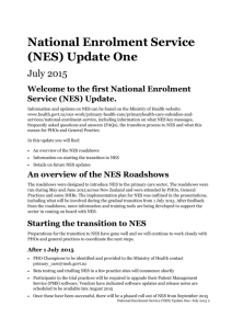 National Enrolment Service (NES) Update One