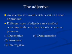 MT Lecture 5 Grammatical structure and the NP (the adjective)
