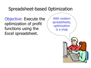 Spreadsheet-based 0ptimization