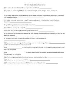 Vocab Quiz MS Word Ch 3 - Review Sheet