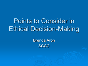 Points to Consider in Ethical Decision-Making