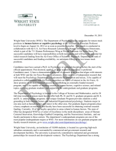 Draft Draft December 19, 2011 Wright State University (WSU): The