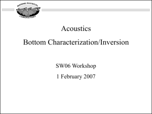 Acoustics Bottom Characterization/Inversion