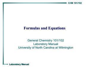 Formulas and Equations - University of North Carolina Wilmington