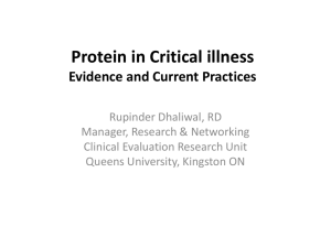 Protein in Critical Illness