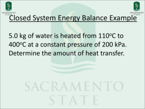 Closed System Energy Balance Example